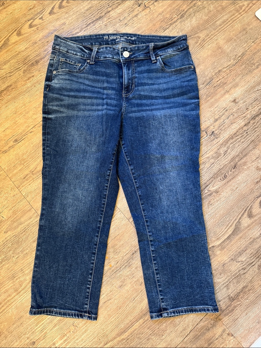 Maurices Dark Blue Cropped Straight-Leg Jeans